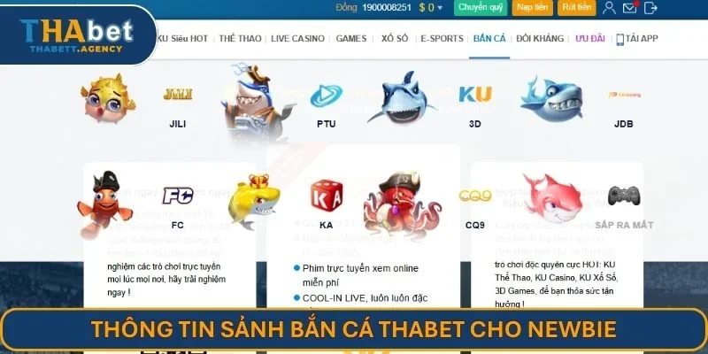 Thông tin sảnh bắn cá THABET cho newbie